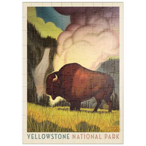 puzzleplate Yellowstone National Park: Art Deco Bison, Vintage Poster 100 Puzzle