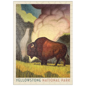 Darstellung des Puzzle-Motivs Yellowstone National Park: Art Deco Bison, Vintage Poster – Puzzleteile: 200