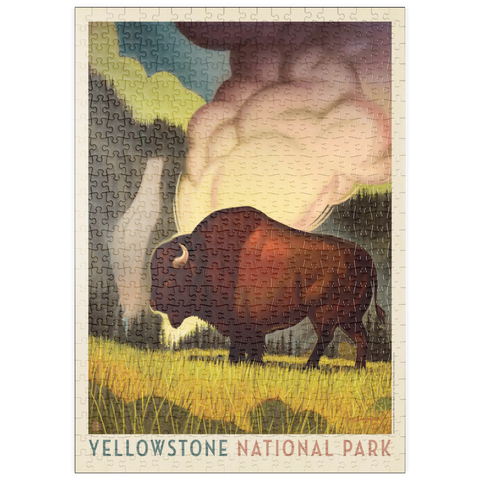 puzzleplate Yellowstone National Park: Art Deco Bison, Vintage Poster 500 Puzzle