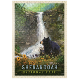 Darstellung des Puzzle-Motivs Shenandoah National Park: Bear Family, Vintage Poster – Puzzleteile: 1000