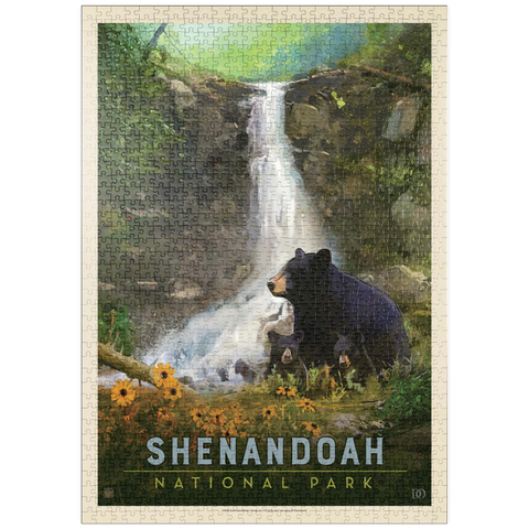 puzzleplate Shenandoah National Park: Bear Family, Vintage Poster 1000 Puzzle