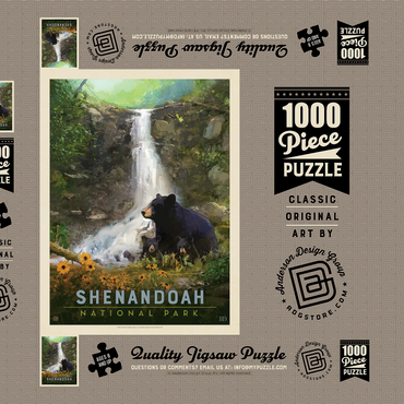 Shenandoah National Park: Bear Family, Vintage Poster 1000 Puzzle Schachtel 3D Modell