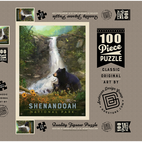 Shenandoah National Park: Bear Family, Vintage Poster 100 Puzzle Schachtel 3D Modell