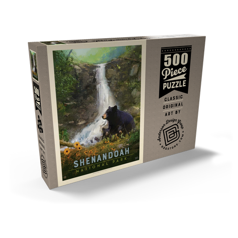Shenandoah National Park: Bear Family, Vintage Poster 500 Puzzle Schachtel Ansicht2