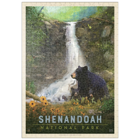Darstellung des Puzzle Motivs Shenandoah National Park: Bear Family, Vintage Poster - Puzzleteile: 500