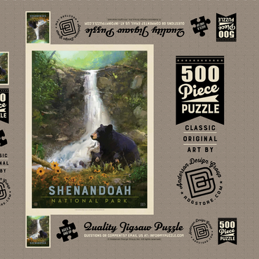 Shenandoah National Park: Bear Family, Vintage Poster 500 Puzzle Schachtel 3D Modell