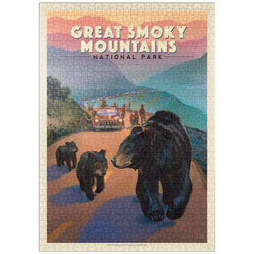 puzzleplate Great Smoky Mountains National Park: Bear Jam, Vintage Poster 1000 Puzzle