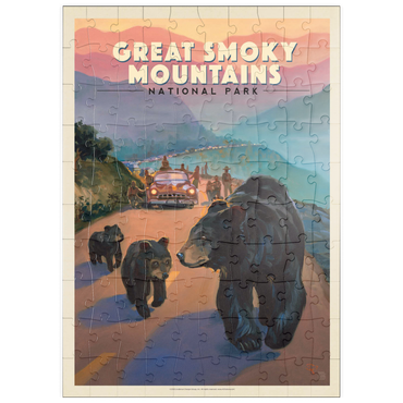 puzzleplate Great Smoky Mountains National Park: Bear Jam, Vintage Poster 100 Puzzle