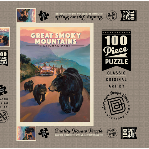 Great Smoky Mountains National Park: Bear Jam, Vintage Poster 100 Puzzle Schachtel 3D Modell