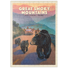 Darstellung des Puzzle Motivs Great Smoky Mountains National Park: Bear Jam, Vintage Poster - Puzzleteile: 200