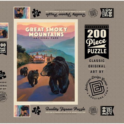 Great Smoky Mountains National Park: Bear Jam, Vintage Poster 200 Puzzle Schachtel 3D Modell