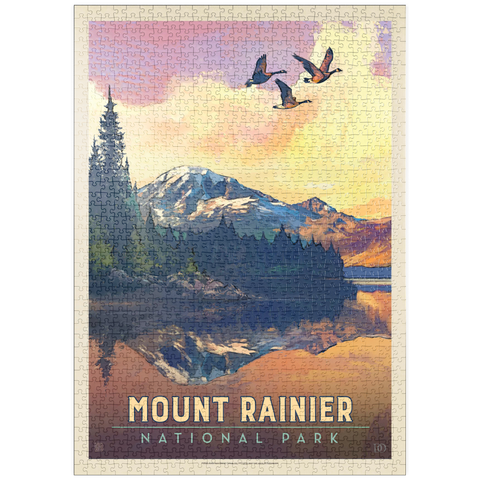puzzleplate Mount Rainier National Park: Daybreak, Vintage Poster 1000 Puzzle