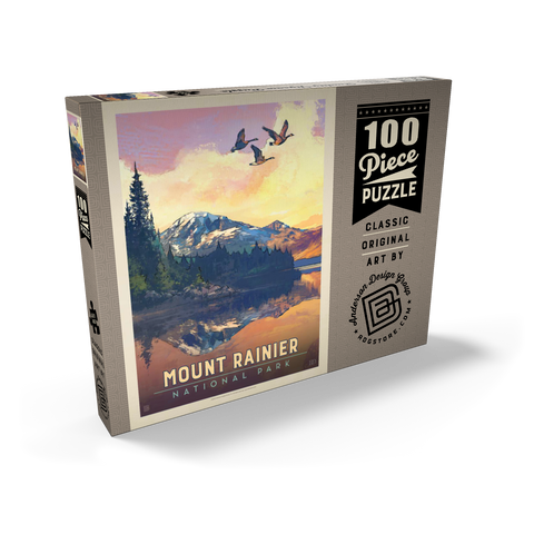 Mount Rainier National Park: Daybreak, Vintage Poster 100 Puzzle Schachtel Ansicht2
