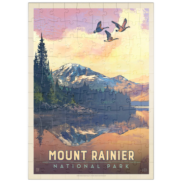 puzzleplate Mount Rainier National Park: Daybreak, Vintage Poster 100 Puzzle