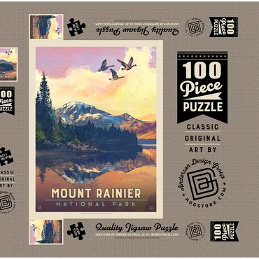 Mount Rainier National Park: Daybreak, Vintage Poster 100 Puzzle Schachtel 3D Modell