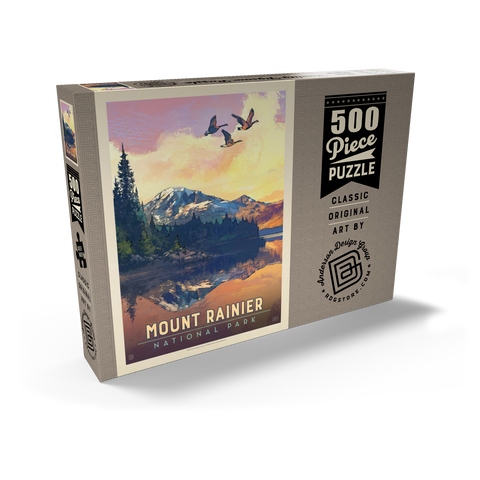 Mount Rainier National Park: Daybreak, Vintage Poster 500 Puzzle Schachtel Ansicht2
