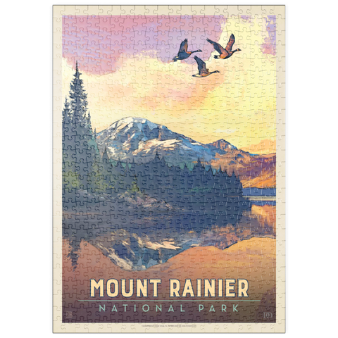 puzzleplate Mount Rainier National Park: Daybreak, Vintage Poster 500 Puzzle