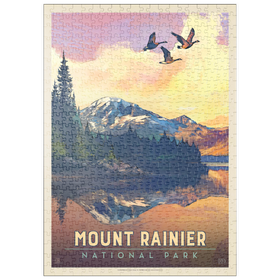 Darstellung des Puzzle Motivs Mount Rainier National Park: Daybreak, Vintage Poster - Puzzleteile: 500