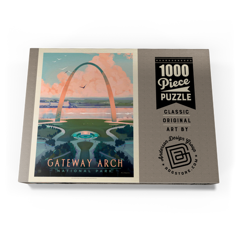 Gateway Arch National Park: Bird's-eye View, Vintage Poster 1000 Puzzle Schachtel Ansicht3