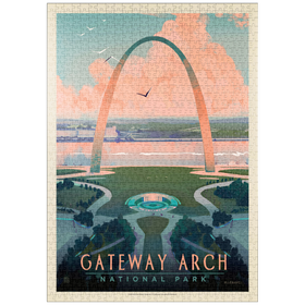 Darstellung des Puzzle-Motivs Gateway Arch National Park: Bird's-eye View, Vintage Poster – Puzzleteile: 1000