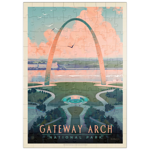 puzzleplate Gateway Arch National Park: Bird's-eye View, Vintage Poster 100 Puzzle