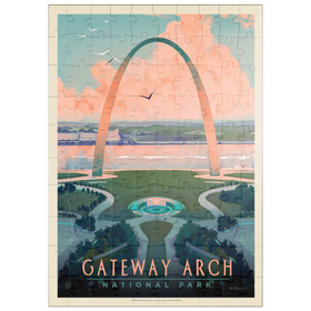 Darstellung des Puzzle Motivs Gateway Arch National Park: Bird's-eye View, Vintage Poster - Puzzleteile: 100