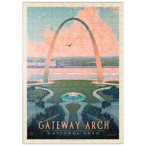 puzzleplate Gateway Arch National Park: Bird's-eye View, Vintage Poster 200 Puzzle