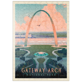 Darstellung des Puzzle Motivs Gateway Arch National Park: Bird's-eye View, Vintage Poster - Puzzleteile: 200