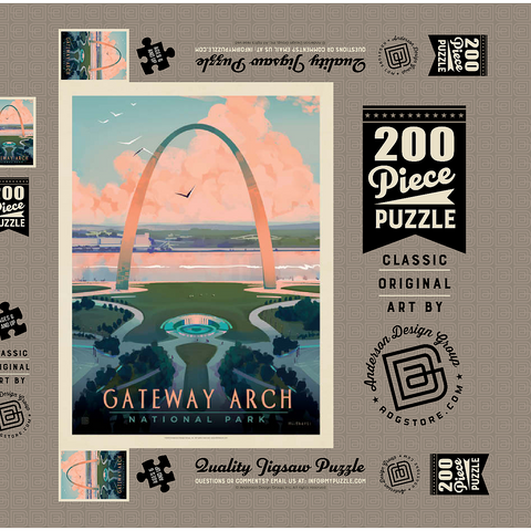 Gateway Arch National Park: Bird's-eye View, Vintage Poster 200 Puzzle Schachtel 3D Modell