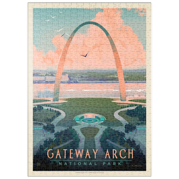 puzzleplate Gateway Arch National Park: Bird's-eye View, Vintage Poster 500 Puzzle