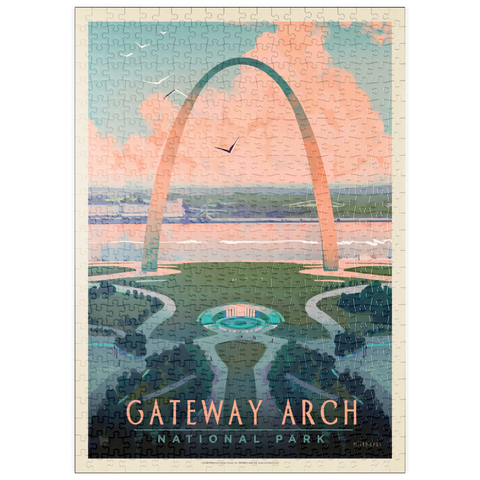 puzzleplate Gateway Arch National Park: Bird's-eye View, Vintage Poster 500 Puzzle