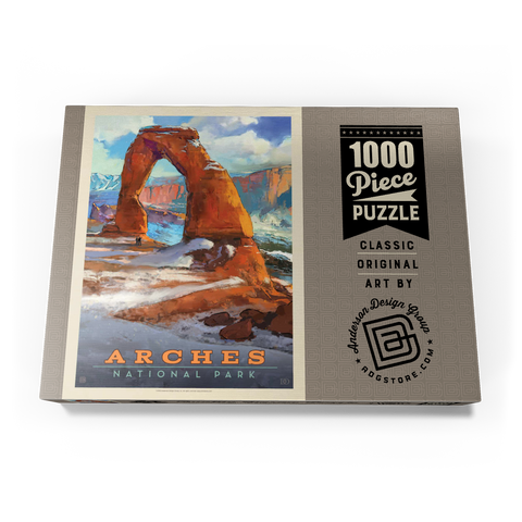 Arches National Park: Snowy Delicate Arch, Vintage Poster 1000 Puzzle Schachtel Ansicht3