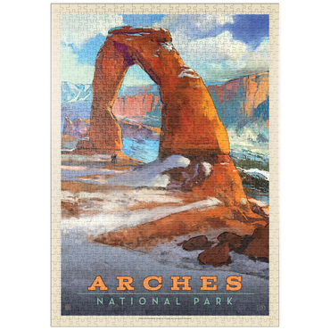 puzzleplate Arches National Park: Snowy Delicate Arch, Vintage Poster 1000 Puzzle