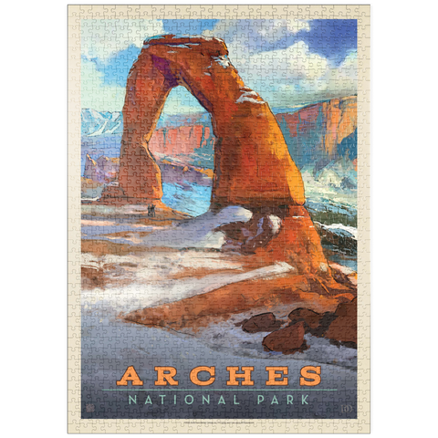 puzzleplate Arches National Park: Snowy Delicate Arch, Vintage Poster 1000 Puzzle