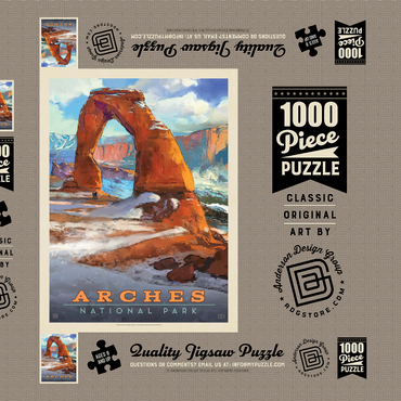 Arches National Park: Snowy Delicate Arch, Vintage Poster 1000 Puzzle Schachtel 3D Modell