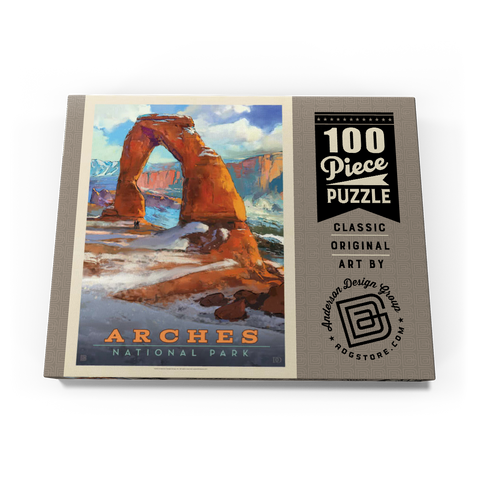 Arches National Park: Snowy Delicate Arch, Vintage Poster 100 Puzzle Schachtel Ansicht3