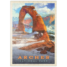 Darstellung des Puzzle-Motivs Arches National Park: Snowy Delicate Arch, Vintage Poster – Puzzleteile: 200