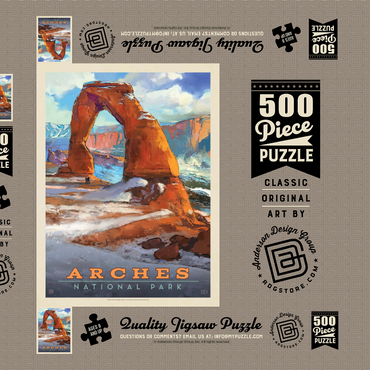 Arches National Park: Snowy Delicate Arch, Vintage Poster 500 Puzzle Schachtel 3D Modell