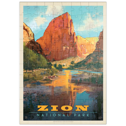puzzleplate Zion National Park: Virgin River Valley, Vintage Poster 100 Puzzle