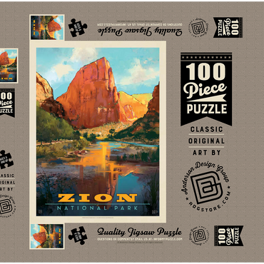 Zion National Park: Virgin River Valley, Vintage Poster 100 Puzzle Schachtel 3D Modell