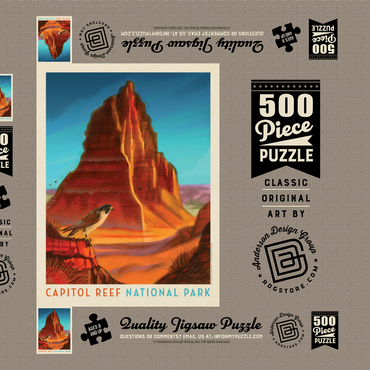 Capitol Reef National Park: Falcon Roost, Vintage Poster 500 Puzzle Schachtel 3D Modell