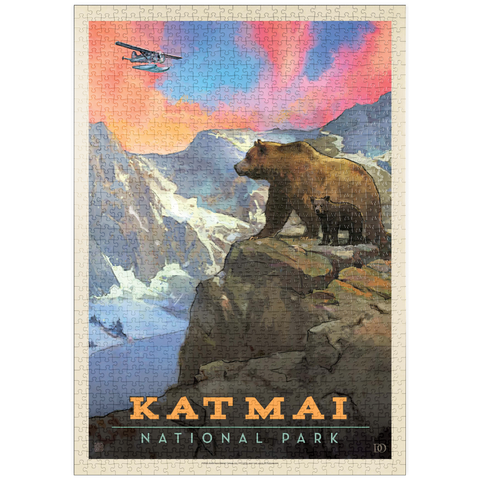 puzzleplate Katmai National Park: Mountain View, Vintage Poster 1000 Puzzle