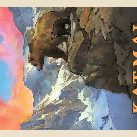 Katmai National Park: Mountain View, Vintage Poster 1000 Puzzle 3D Modell