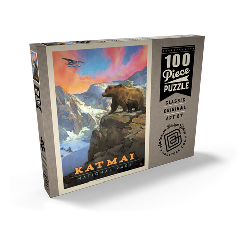 Katmai National Park: Mountain View, Vintage Poster 100 Puzzle Schachtel Ansicht2