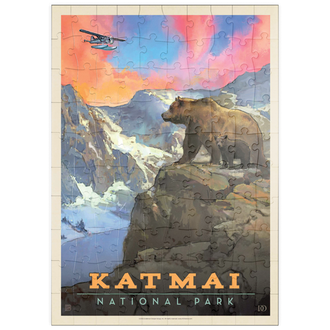 puzzleplate Katmai National Park: Mountain View, Vintage Poster 100 Puzzle