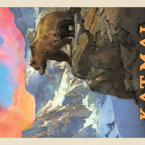 Katmai National Park: Mountain View, Vintage Poster 100 Puzzle 3D Modell