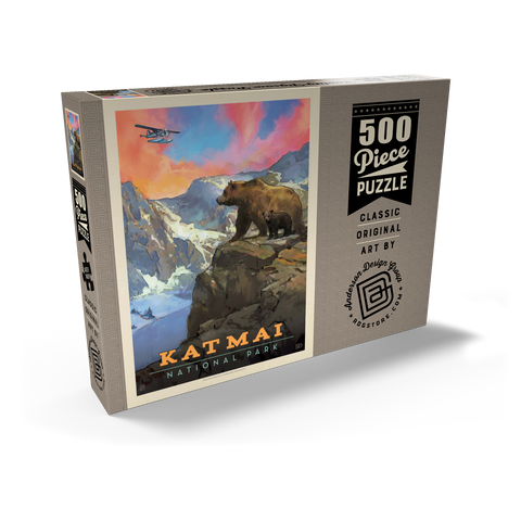Katmai National Park: Mountain View, Vintage Poster 500 Puzzle Schachtel Ansicht2