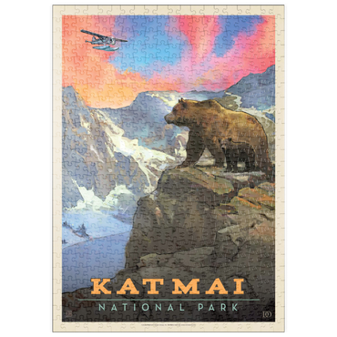 puzzleplate Katmai National Park: Mountain View, Vintage Poster 500 Puzzle