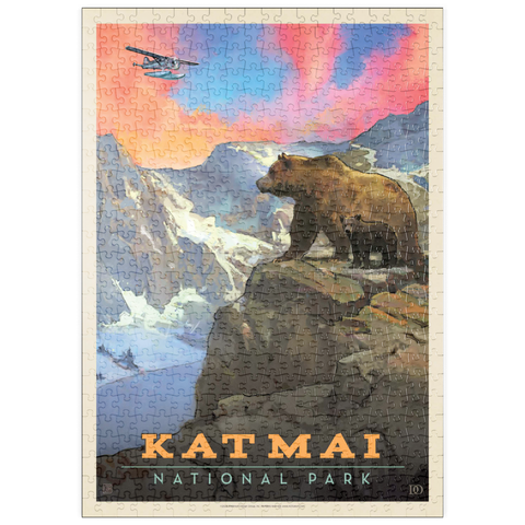 puzzleplate Katmai National Park: Mountain View, Vintage Poster 500 Puzzle