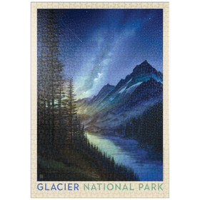 Darstellung des Puzzle-Motivs Glacier National Park: Starlight, Vintage Poster – Puzzleteile: 1000